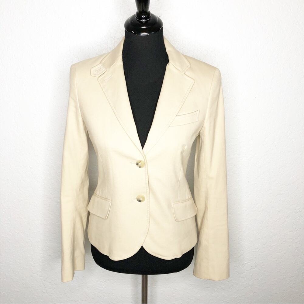 Theory tan button front blazer size 8 classic business preppy